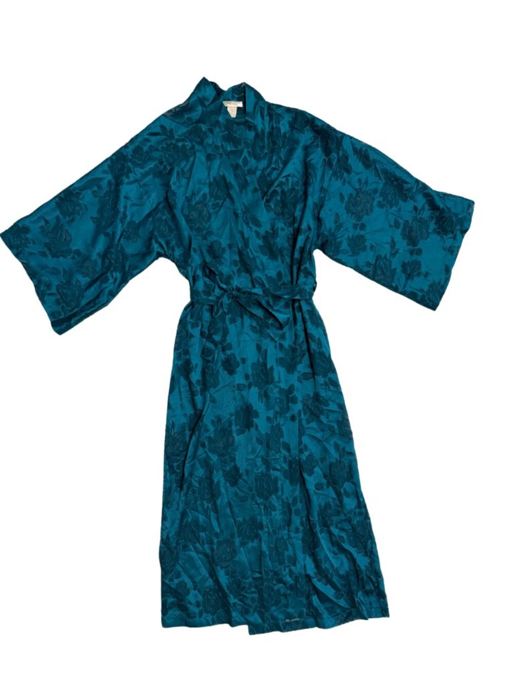 Vintage Victoria's Secret Gold Label Blue Green Teal Printed Maxi Robe Size M/L
